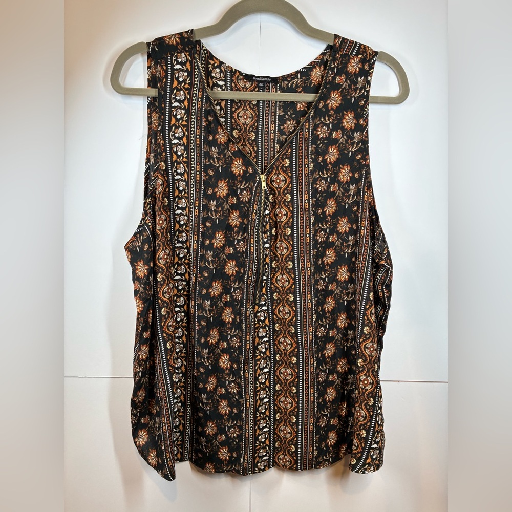 Ambiance Sleeveless V-Neck Floral Top Size 2XL